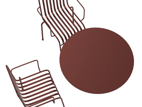 Hay Palissade Striped Outdoor Furniture Set 3D Model