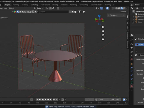 Hay Palissade Striped Outdoor Furniture Set 3D Model