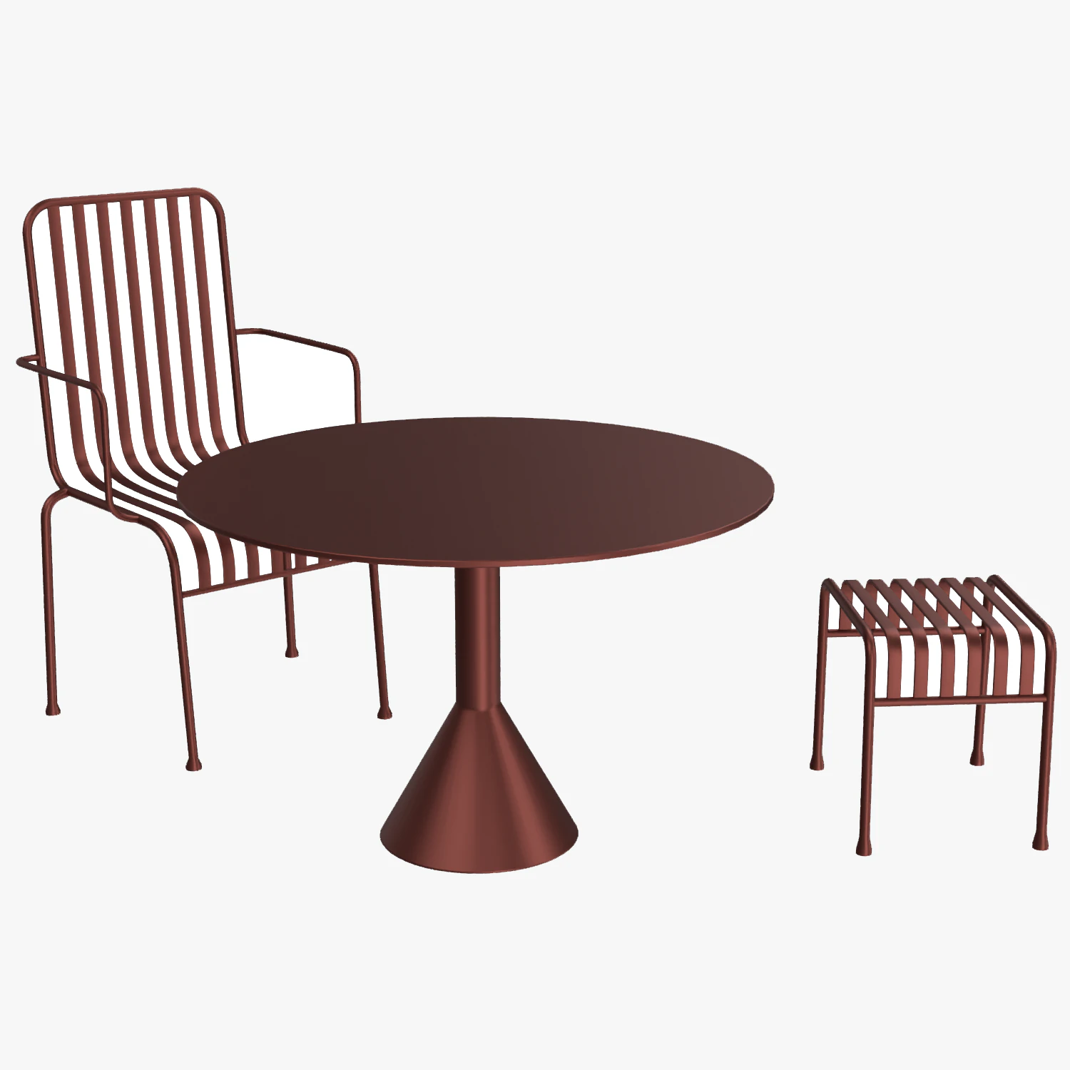 Hay Palissade Striped Outdoor Furniture Set 3D Model .c4d .max .obj .3ds .fbx .stl .blend 