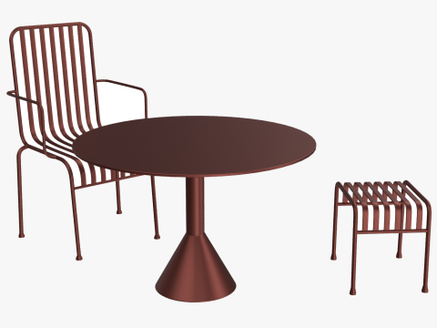干草栅栏条纹户外家具套装 3D 模型