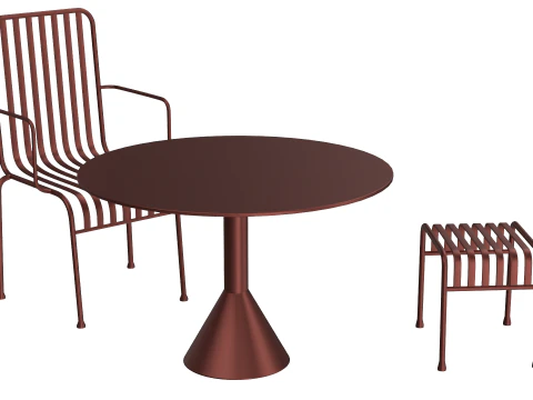 Hay Palissade Striped Outdoor Furniture Set 3D Model