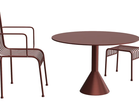 Hay Palissade Striped Outdoor Furniture Set 3D Model