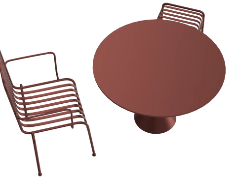 Hay Palissade Striped Outdoor Furniture Set 3D Model