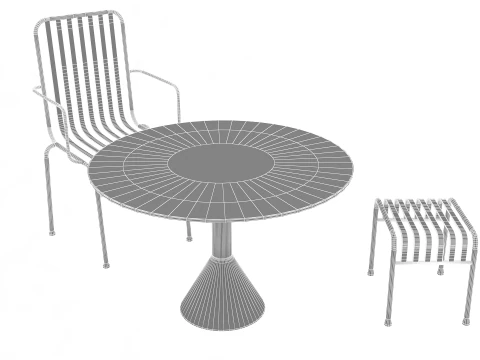 Hay Palissade Striped Outdoor Furniture Set 3D Model