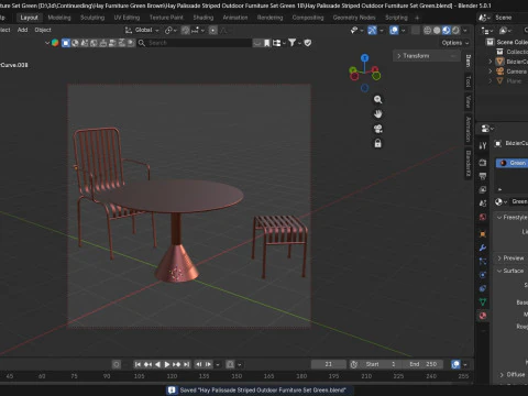 Hay Palissade Striped Outdoor Furniture Set 3D Model