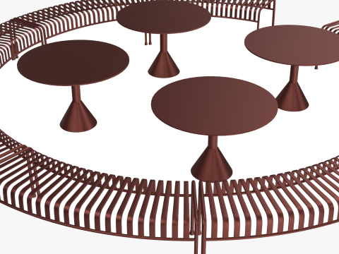 HAY Palissade Комплект садовой мебели в полоску, зеленый 3D Модель