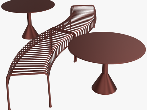 Hay Palissade gestreepte tuinmeubelset 3D Model