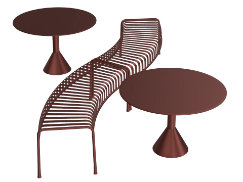 Hay Palissade Striped Outdoor Furniture Set 3D Model