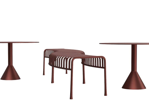 Hay Palissade Striped Outdoor Furniture Set 3D Model