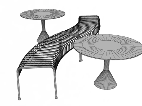 Hay Palissade Striped Outdoor Furniture Set 3D Model