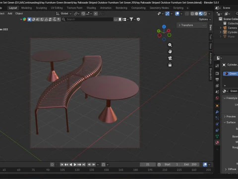 Hay Palissade Striped Outdoor Furniture Set 3D Model