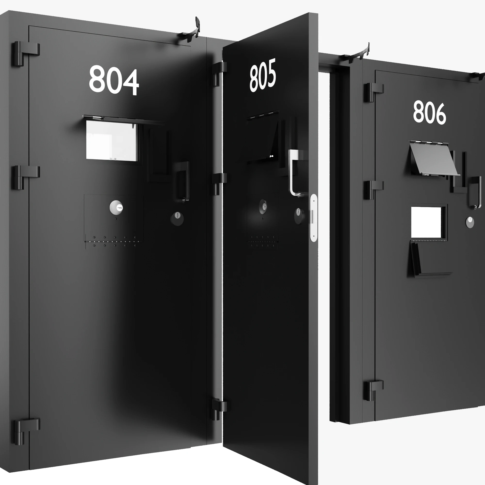 Gevangeniscelbeveiligingsdeur Staal Zwart 3D Model .c4d .max .obj .3ds .fbx .stl .blend