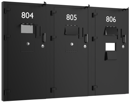 Drzwi antywłamaniowe do celi więziennej, stalowe, czarne Model 3D