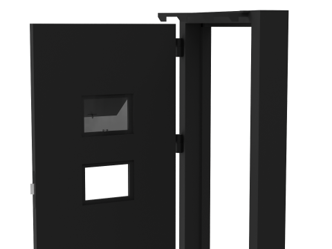 Drzwi antywłamaniowe do celi więziennej, stalowe, czarne Model 3D