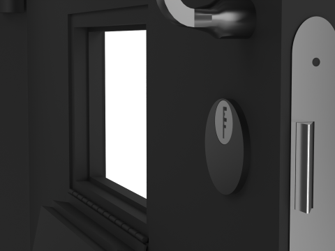 Drzwi antywłamaniowe do celi więziennej, stalowe, czarne Model 3D