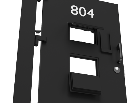 Drzwi antywłamaniowe do celi więziennej, stalowe, czarne Model 3D