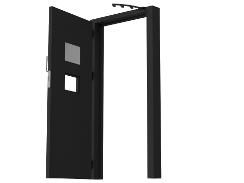 Drzwi antywłamaniowe do celi więziennej, stalowe, czarne Model 3D