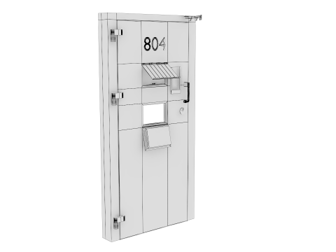 Drzwi antywłamaniowe do celi więziennej, stalowe, czarne Model 3D