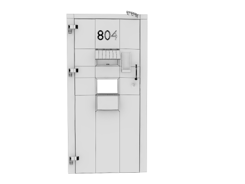 Drzwi antywłamaniowe do celi więziennej, stalowe, czarne Model 3D