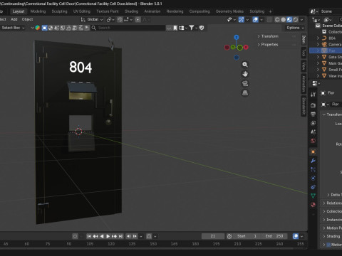 Drzwi antywłamaniowe do celi więziennej, stalowe, czarne Model 3D