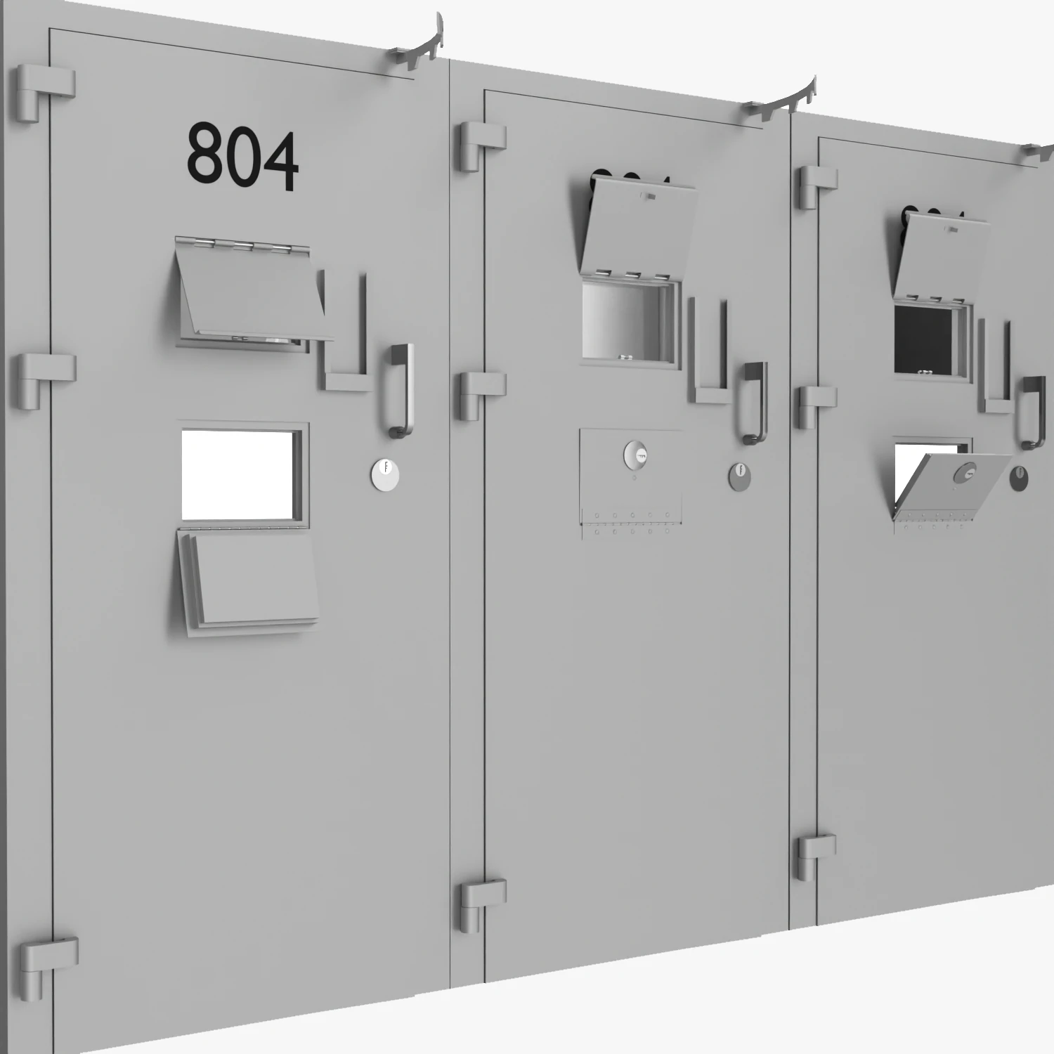 Prison Cell Security Door Steel White 3D Model .c4d .max .obj .3ds .fbx .stl .blend 