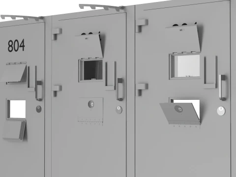 Prison Cell Security Door Steel White 3D Model