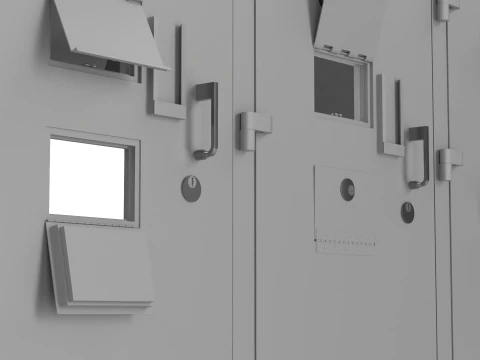 Prison Cell Security Door Steel White 3D Model