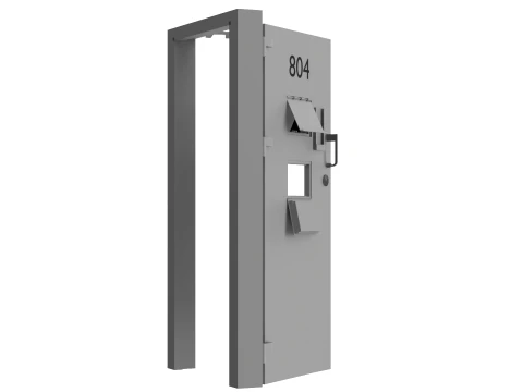 Prison Cell Security Door Steel White 3D Model