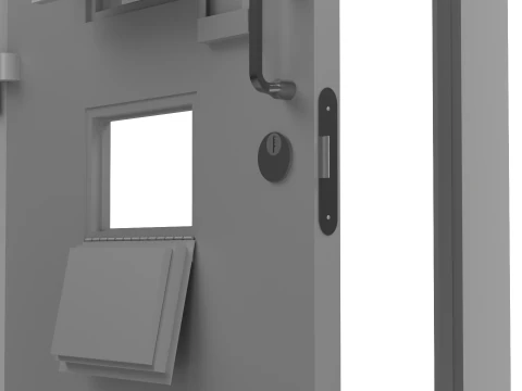 Prison Cell Security Door Steel White 3D Model