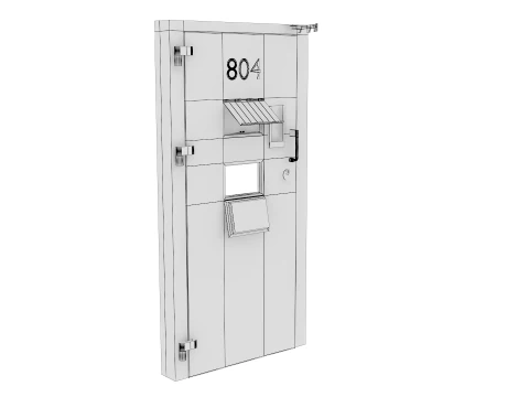Prison Cell Security Door Steel White 3D Model