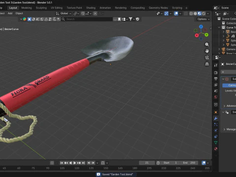 Garden Tool Hand Shovel 3D Model