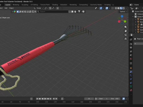 Garden Tool Hand Rake 3D Model