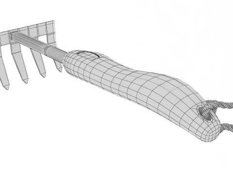 Garden Tool Hand Rake 3D Model