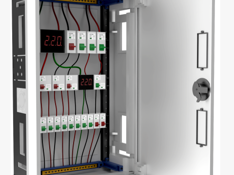 Recessed Electrical Distribution Enclosure with Breaker 3D Model