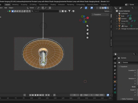 Lampu Gantung Industri dengan Naungan Logam Gantung Model 3D