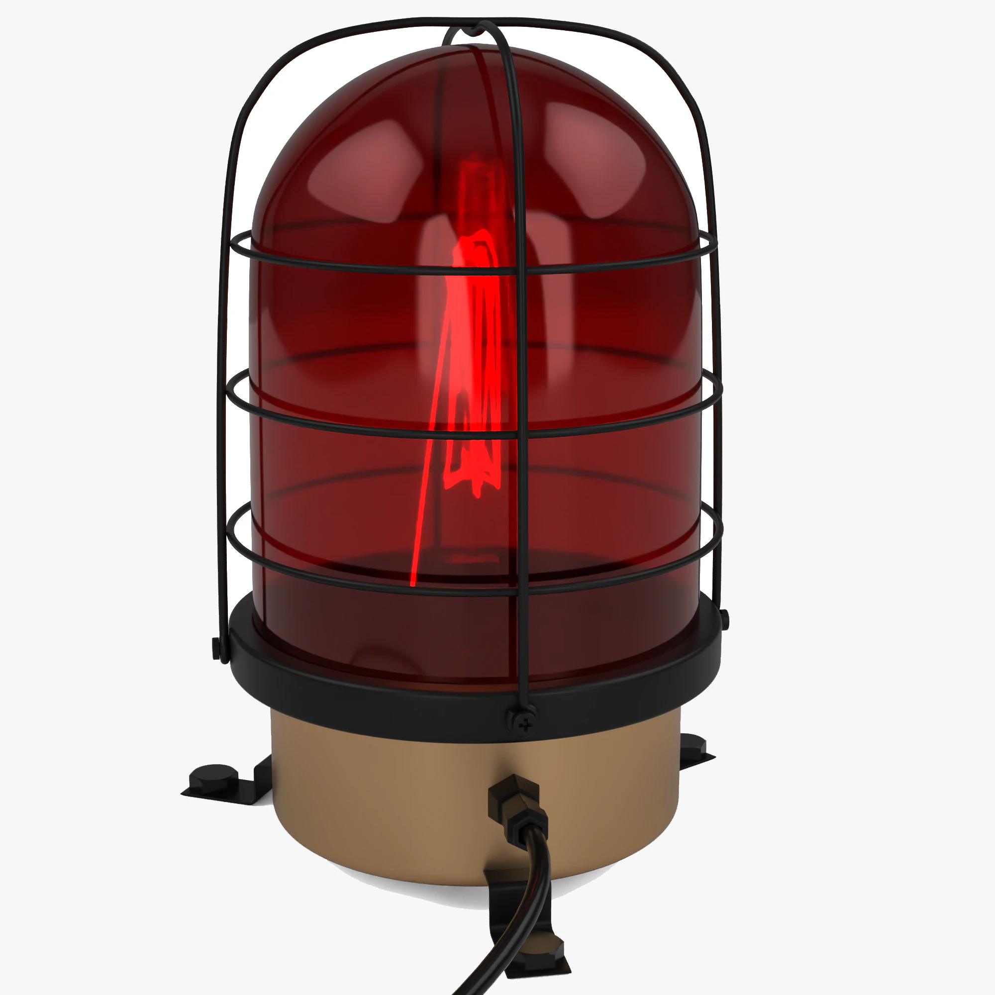 Industrial Warning Light with Protection Cage Red 3D Model .c4d .max .obj .3ds .fbx .stl .blend 
