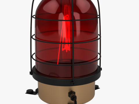 Industrial Warning Light with Protection Cage Red 3D Model