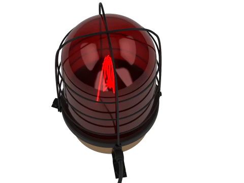 Industrial Warning Light with Protection Cage Red 3D Model