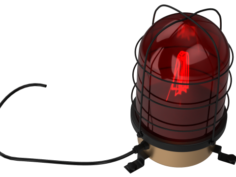 Industrial Warning Light with Protection Cage Red 3D Model