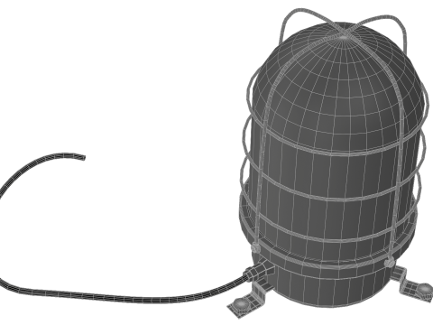 Industrial Warning Light with Protection Cage Red 3D Model