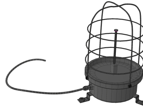 Industrial Warning Light with Protection Cage Red 3D Model