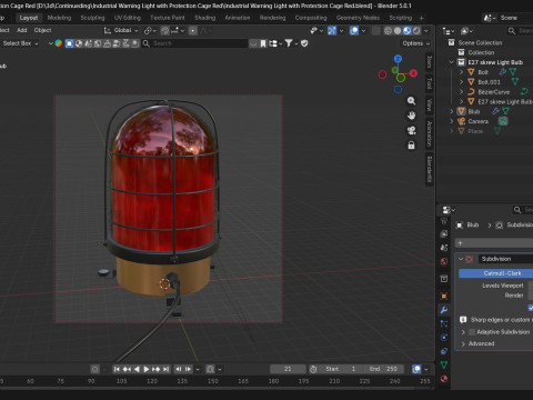 Industrial Warning Light with Protection Cage Red 3D Model