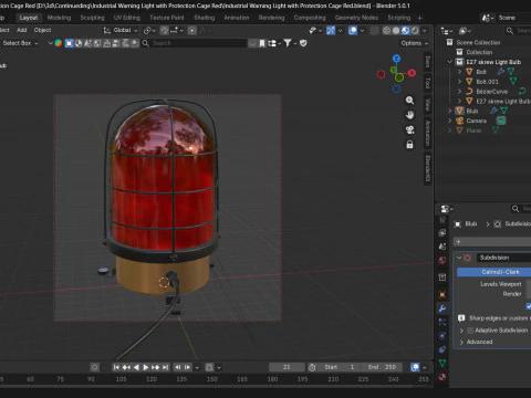 Industrial Warning Light with Protection Cage Red 3D Model