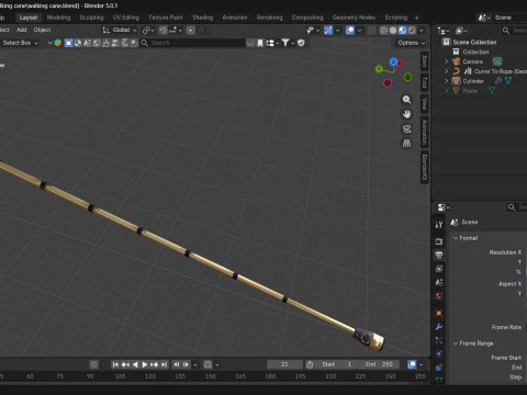 Telescopic Walking Blind Cane Tool 3D Model