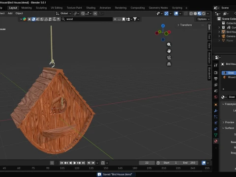 Wooden Bird House 3D Model