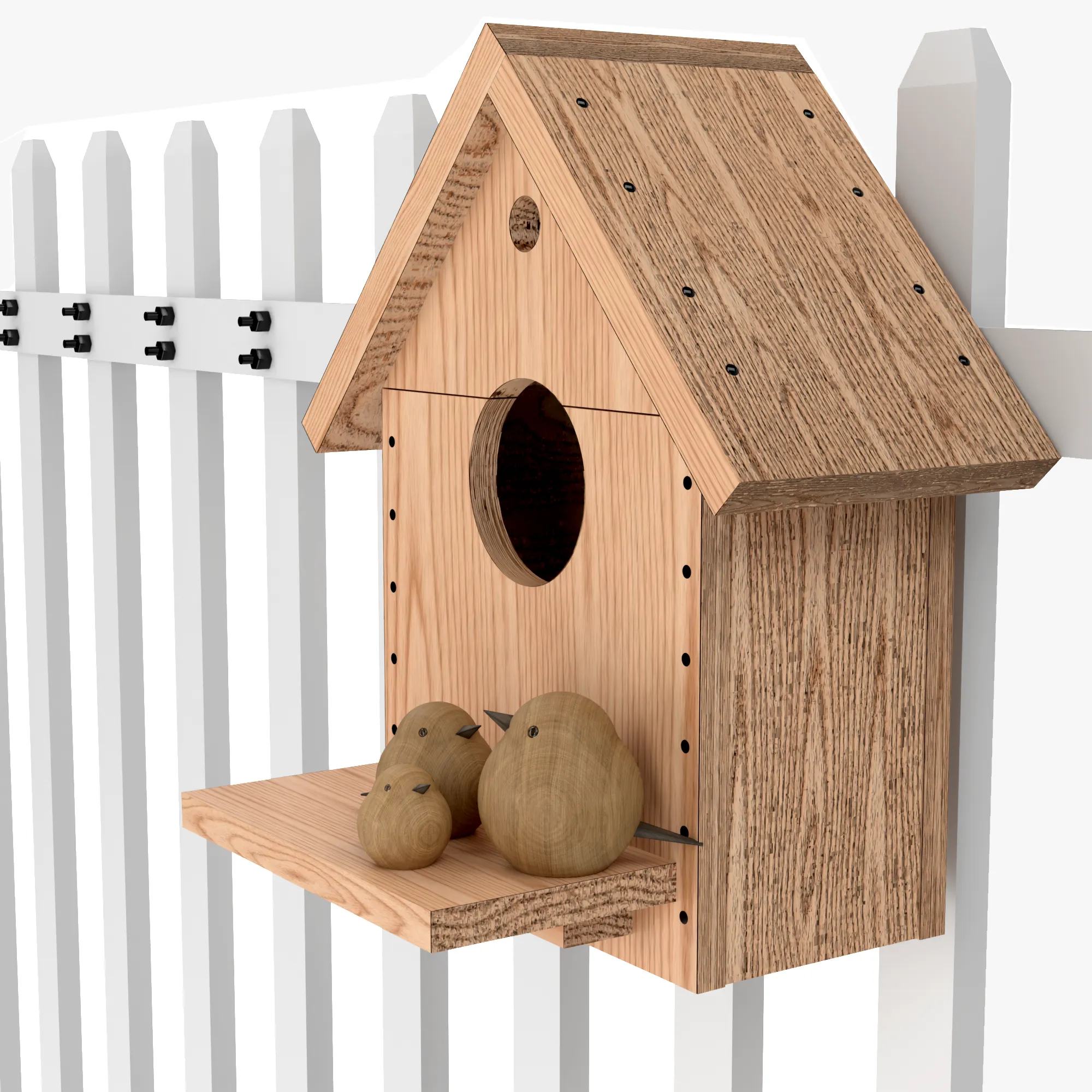 Bird House with White Picket Fence Section 3D Model .c4d .max .obj .3ds .fbx .stl .blend 