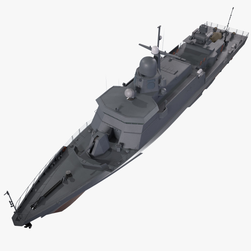 War Ship Corvette 22800 Modello 3D .c4d .max .obj .3ds .fbx .stl .blend 