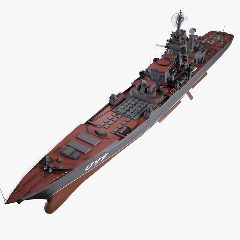 War Ship Cruiser 1144 3D 模型 .c4d .max .obj .3ds .fbx .stl .blend 