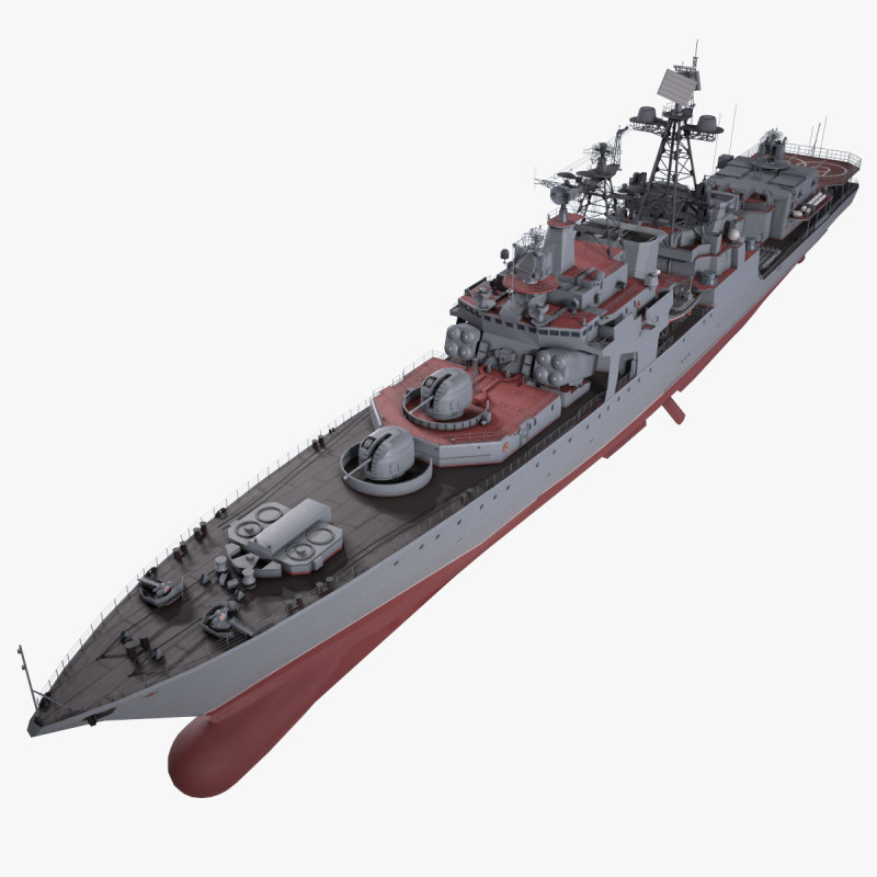 War Ship Frigate 1155 3D Modell .c4d .max .obj .3ds .fbx .stl .blend