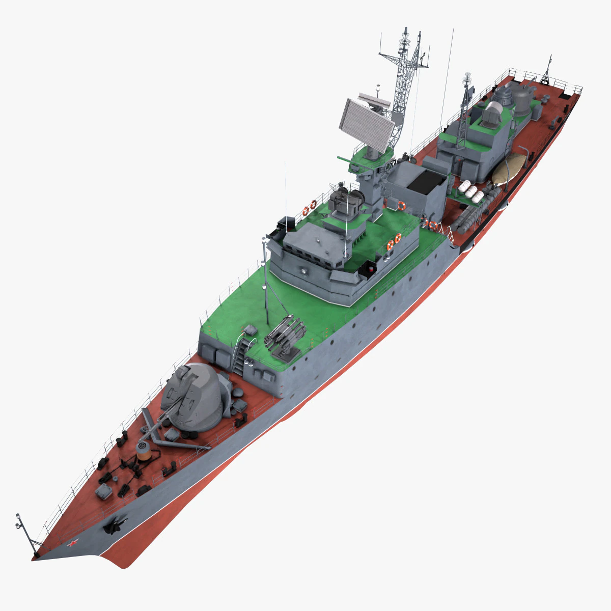 War Ship Corvette 1124M 3D Model .c4d .max .obj .3ds .fbx .stl .blend